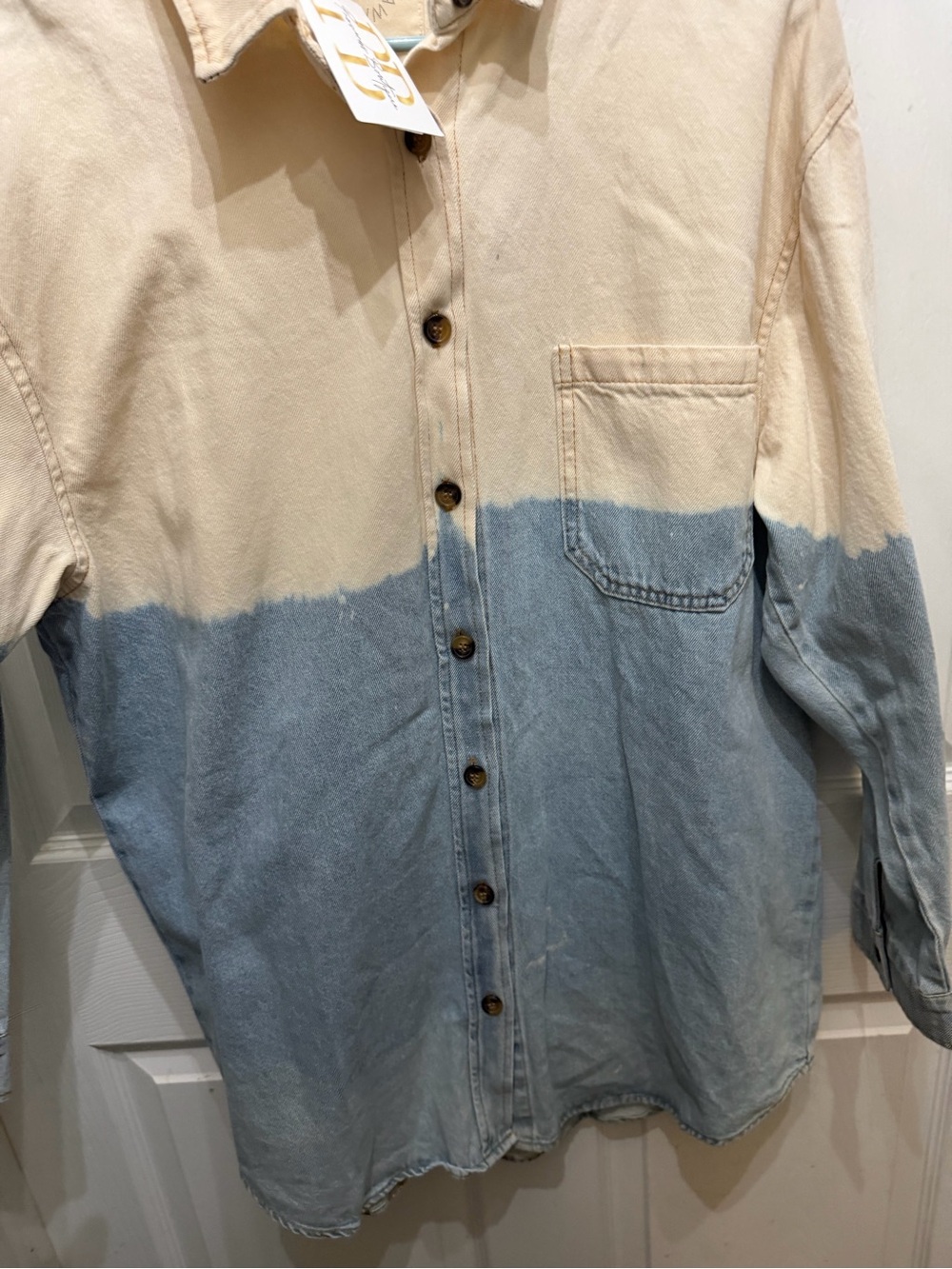 Women’s New with Tags Fantastic Fawn Denim Shirt/Shacket White & Blue